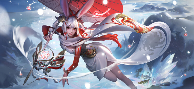 White-haired Character with Umbrella — White