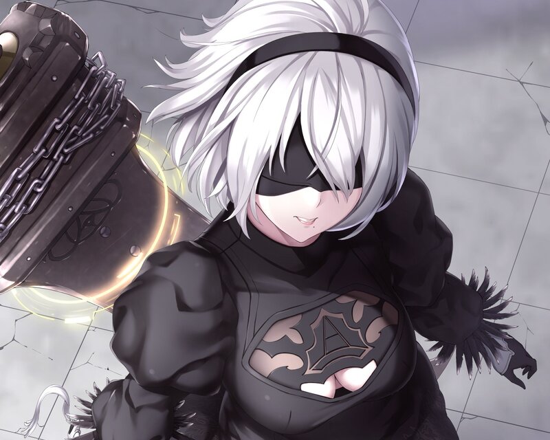 White-haired Character with Weapon