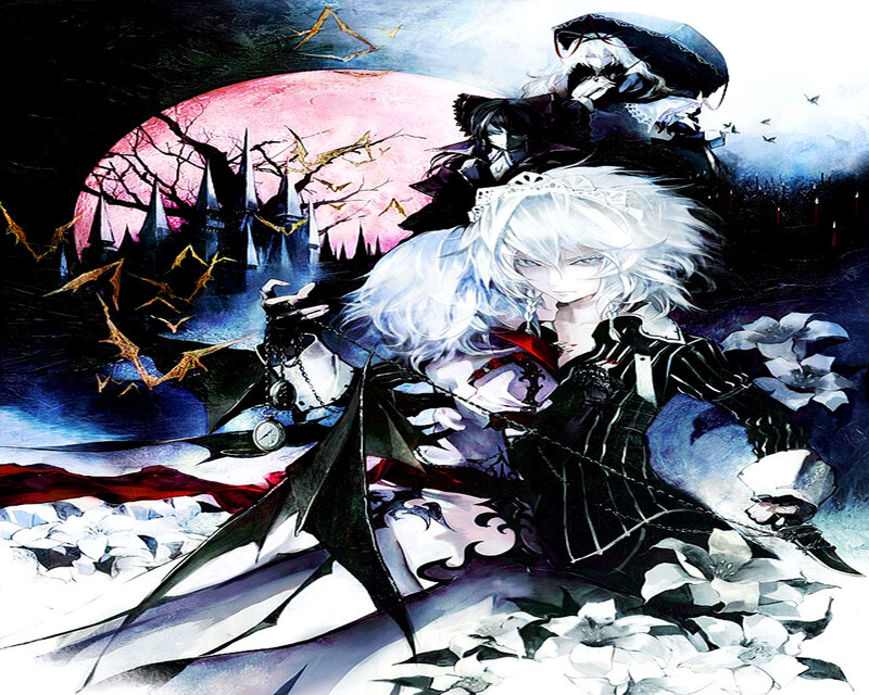 White-haired Character with Wings — Black