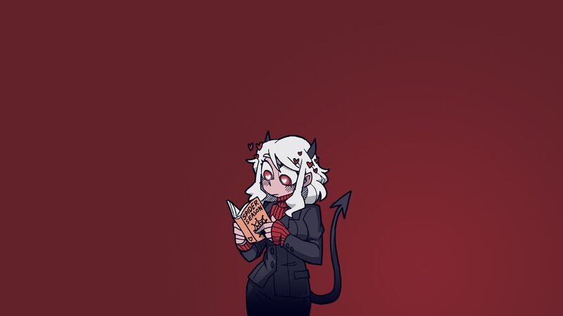 White-haired Demon Character — Red, Calm