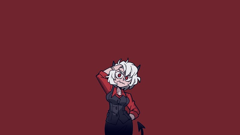 White-haired Demon Character — Red, Dramatic