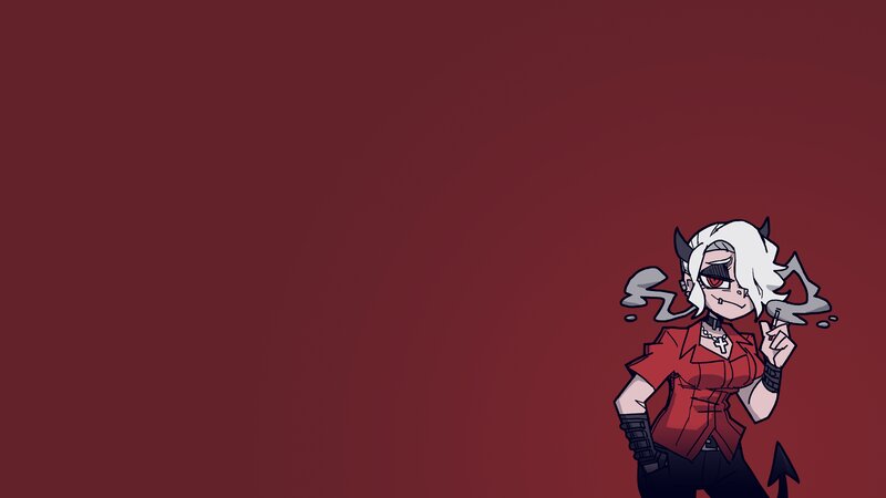 White-haired Demon Character — Red