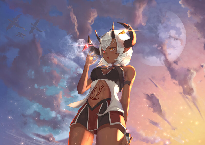 White-haired Demon Girl — Purple