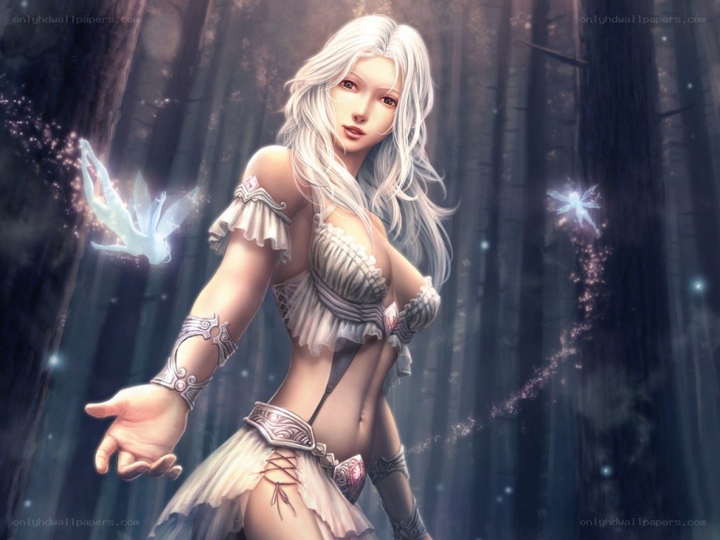 White-haired elf in a forest