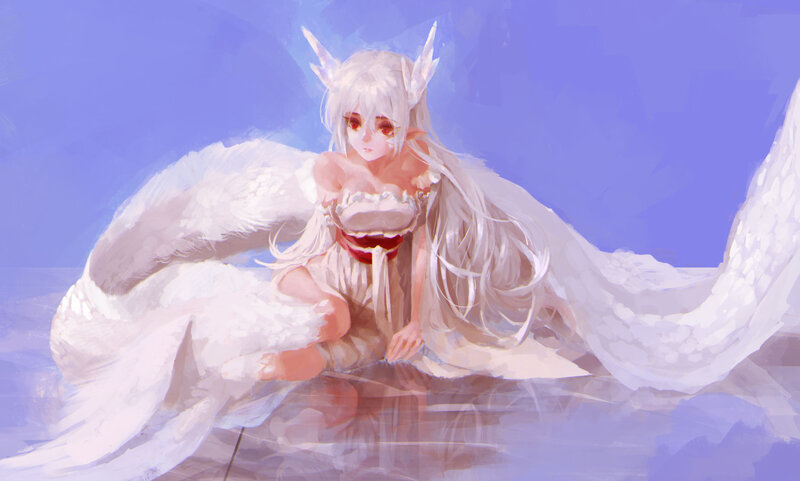 White-haired Elf with Wings — Blue
