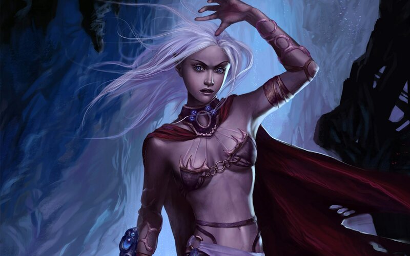 white-haired fantasy warrior woman
