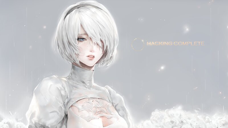 White-haired Female Android — Gray, Dramatic