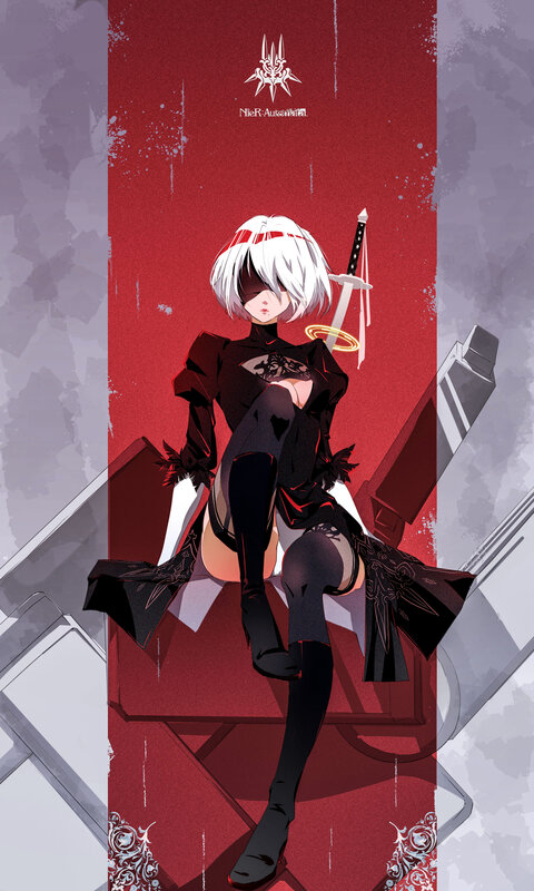 White-haired Female Android — Red