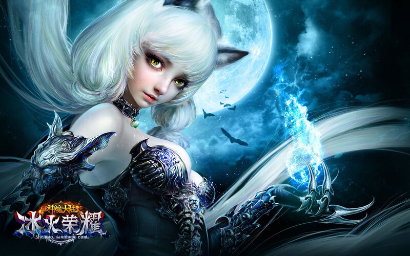 White-haired Female Character — Blue, Dramatic
