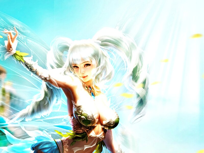 White-haired Female Character — Blue