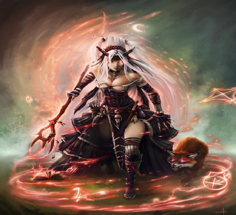 White-haired Female Mage — Red