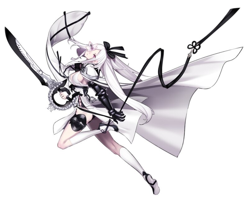 White-haired Female Warrior — White, Dynamic