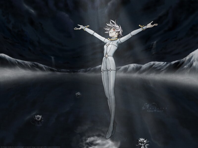 White-haired Figure Floating
