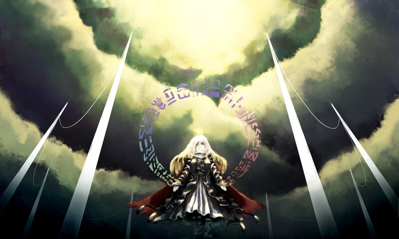 White-haired Figure in Cloak — Black, Dramatic