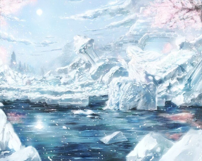 White-haired Figure in Ice — Blue
