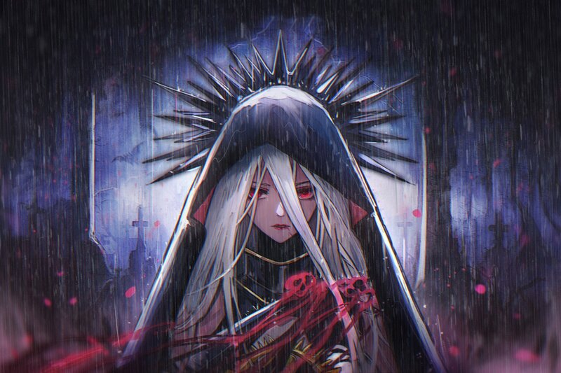White-haired Figure in Rain