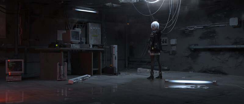 White-haired Figure in Room