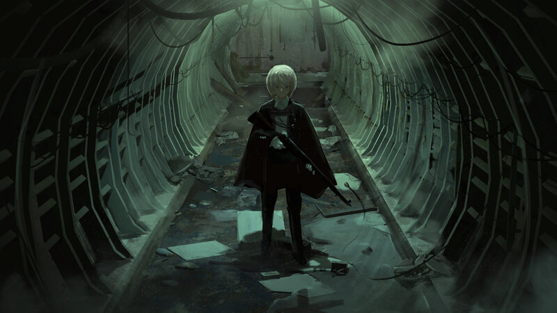 White-haired Figure in Tunnel