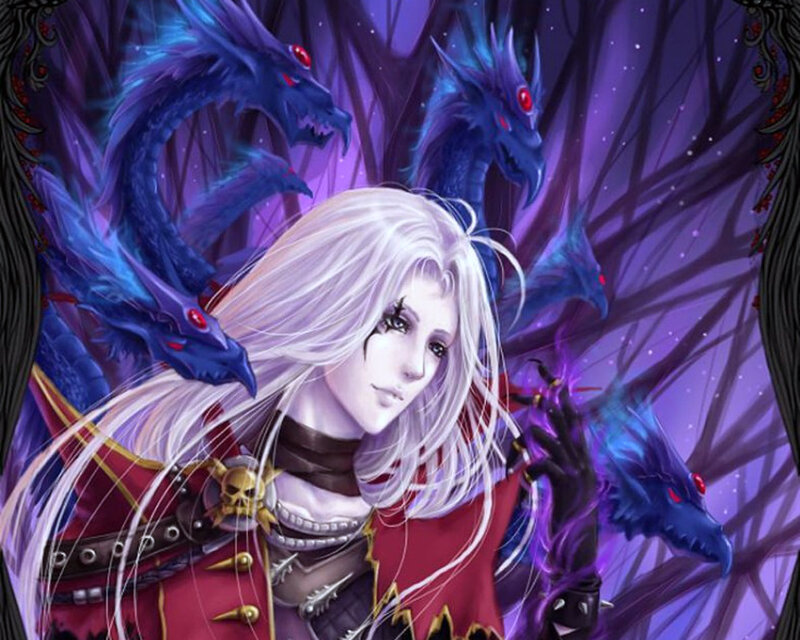 White-haired Figure with Dragons
