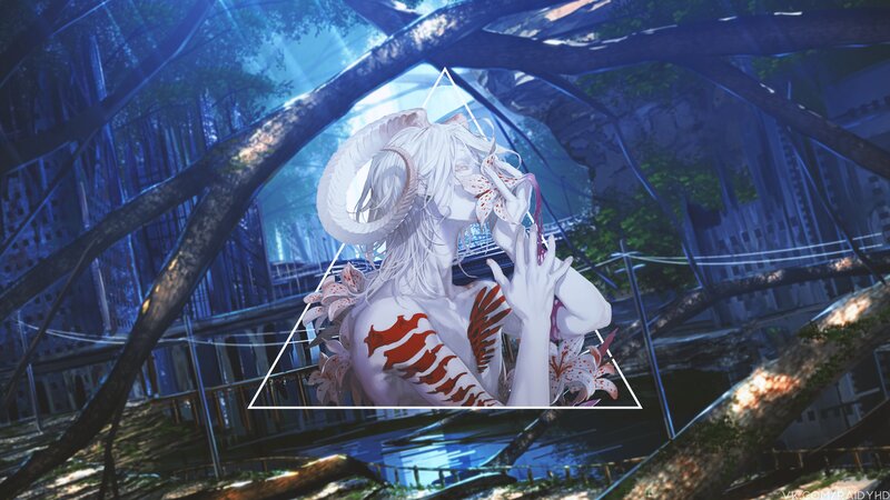 White-haired Figure with Horns — Blue