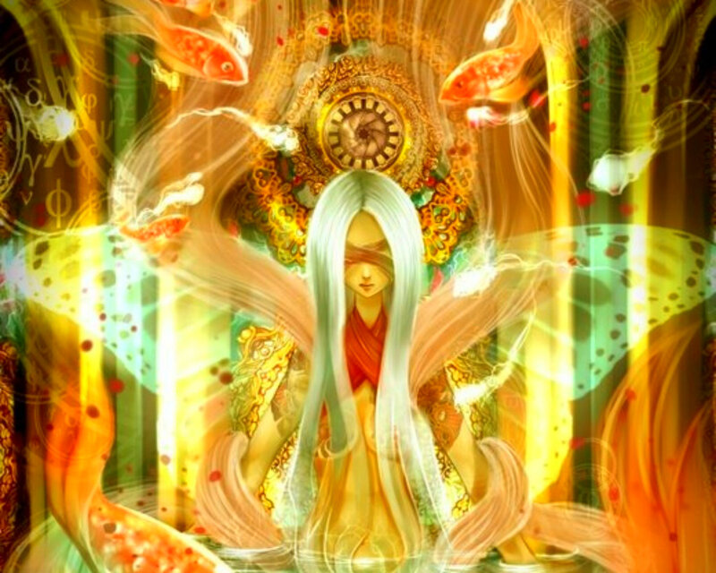 White-haired Figure with Koi