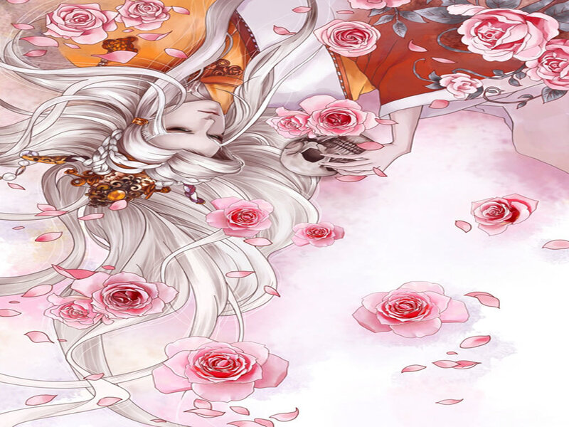 White-haired Figure with Roses