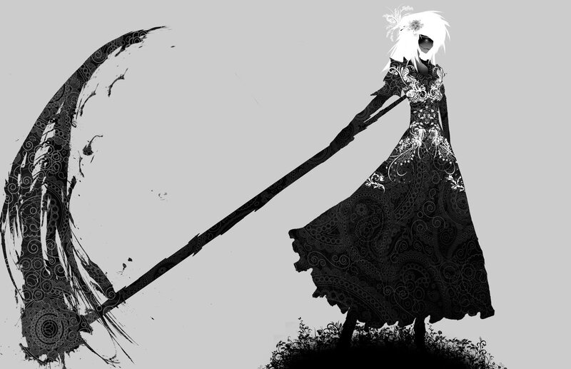 White-haired Figure with Scythe