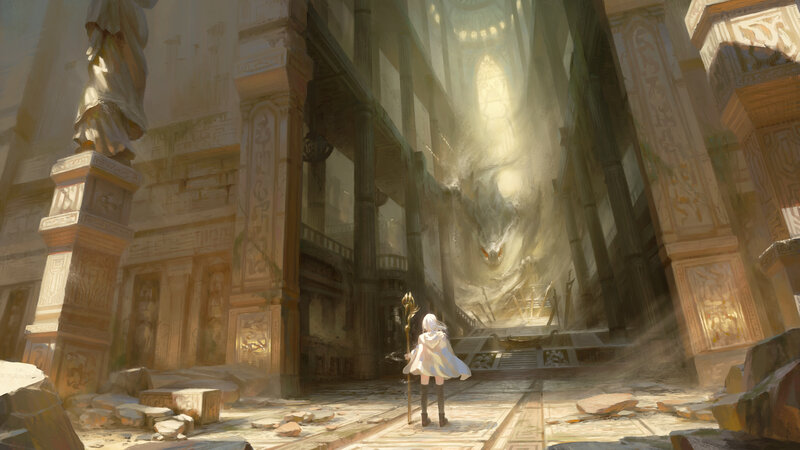 White-haired Figure with Staff — Beige