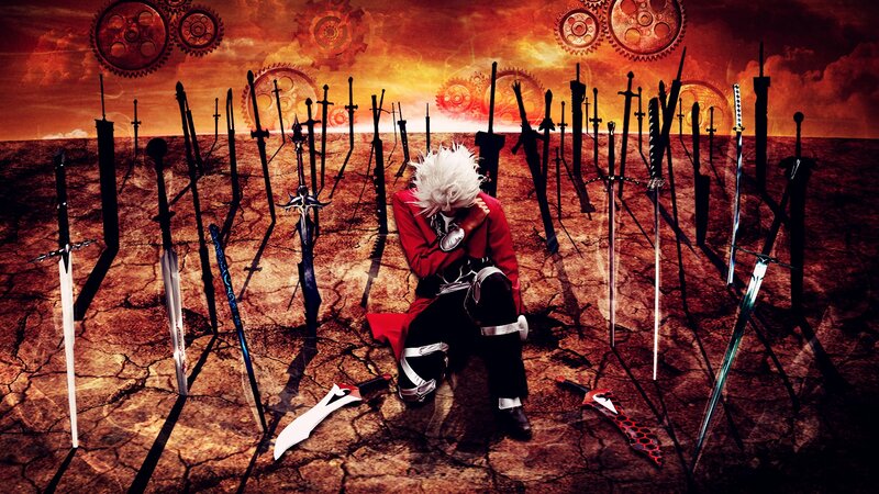 White-haired Figure with Swords