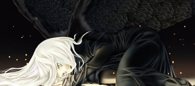 White-haired Figure with Wings — Black
