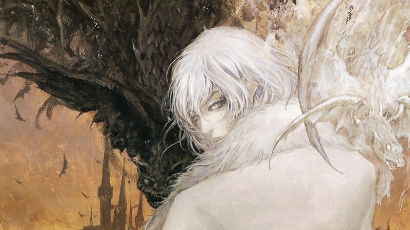 White-haired Figure with Wings — White, Dramatic
