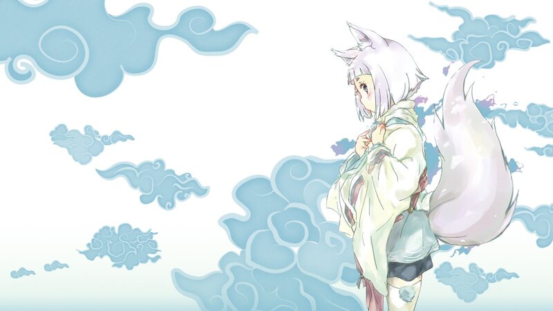 White-haired Fox Girl — Blue, Serene