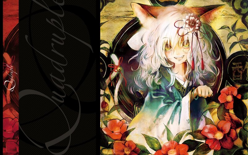 White-haired Fox Girl — Green, Playful