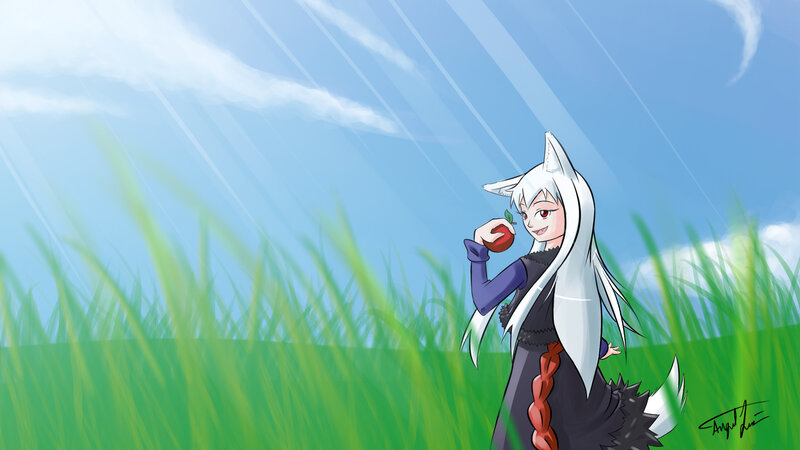 White-haired Fox Girl — Green