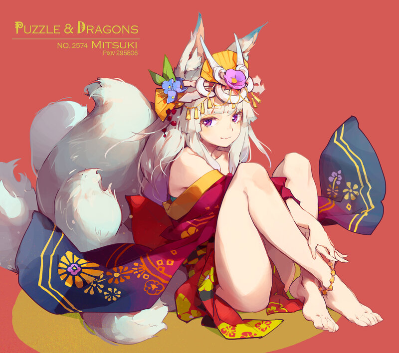 White-haired Fox Girl — Red, Calm
