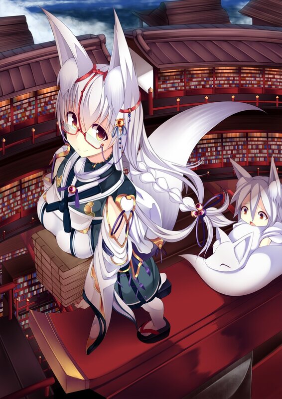 White-haired Fox Girl — White, Calm, Night