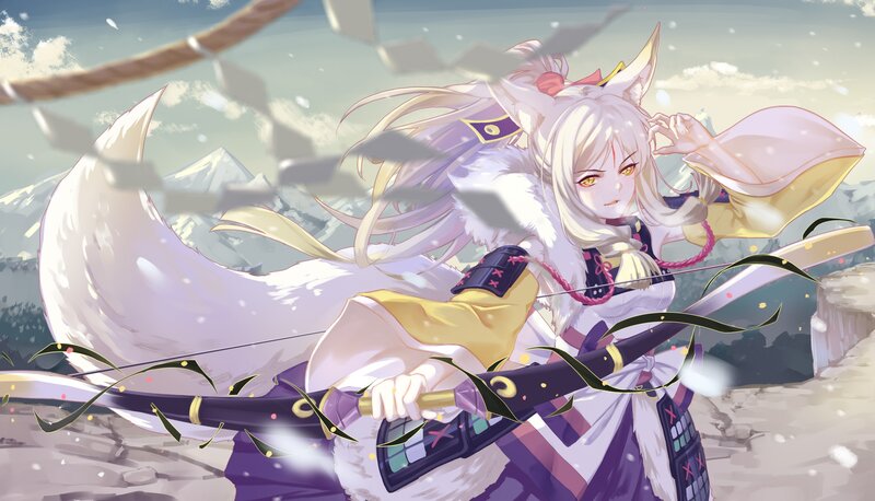 White-haired Fox Girl — White, Dramatic