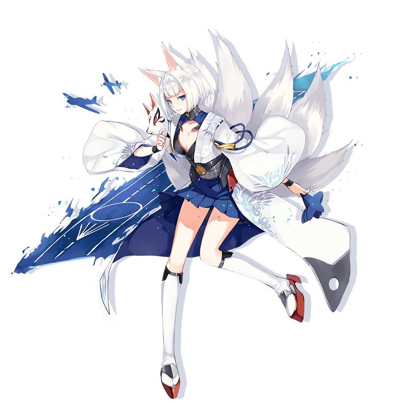 White-haired Fox Girl — White, Dynamic, Anime