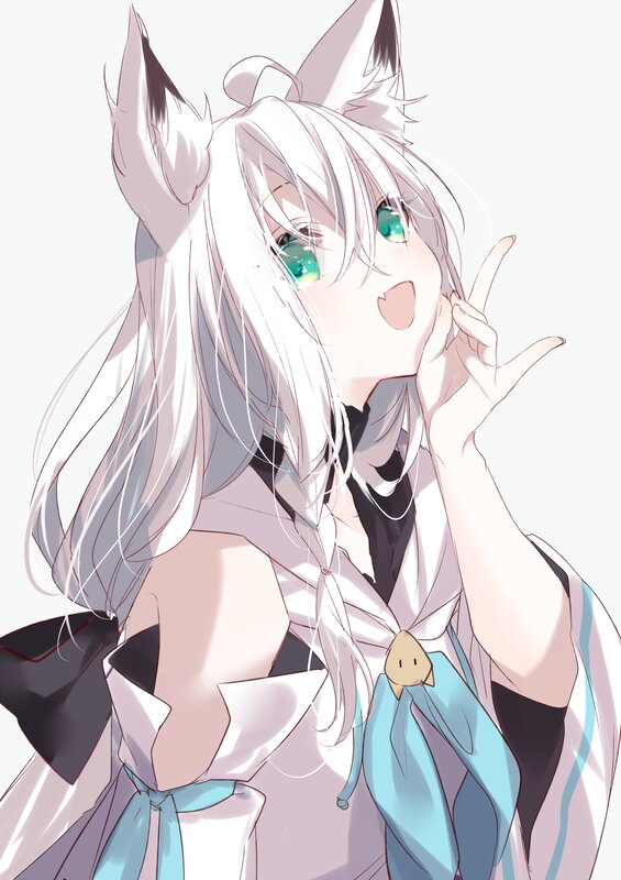 White-haired Fox Girl — White, Playful, Anime, Fox Ears