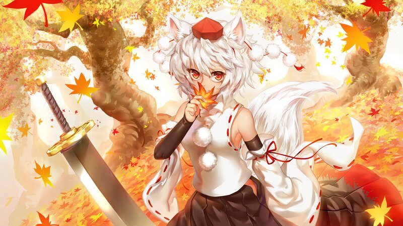White-haired Fox Girl — White, Serene