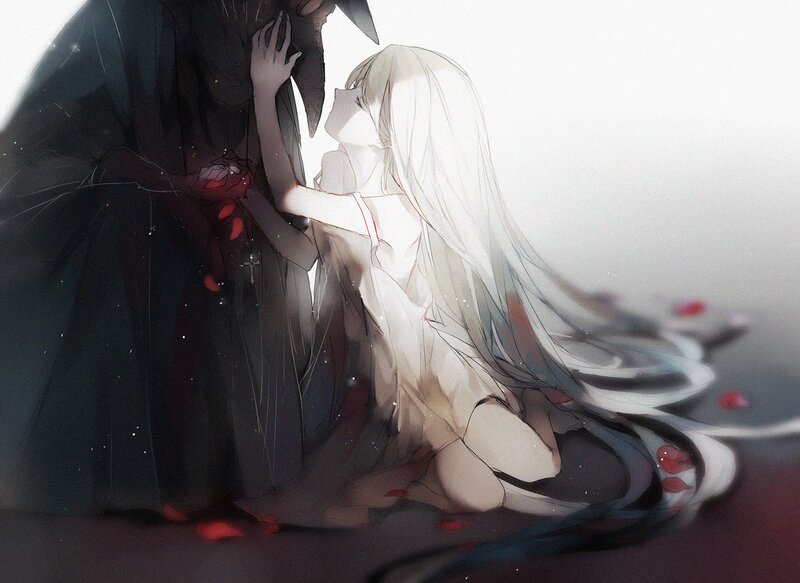 White-haired Girl and Dark Figure