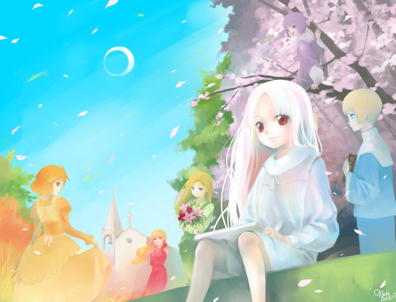 White-haired Girl in Garden