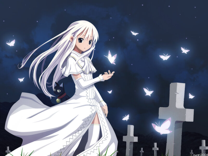 White-haired Girl in Graveyard