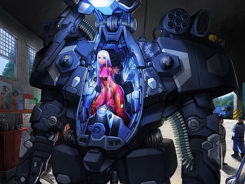 White-haired Girl in Mech