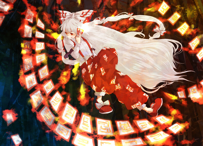 White-haired girl in red outfit