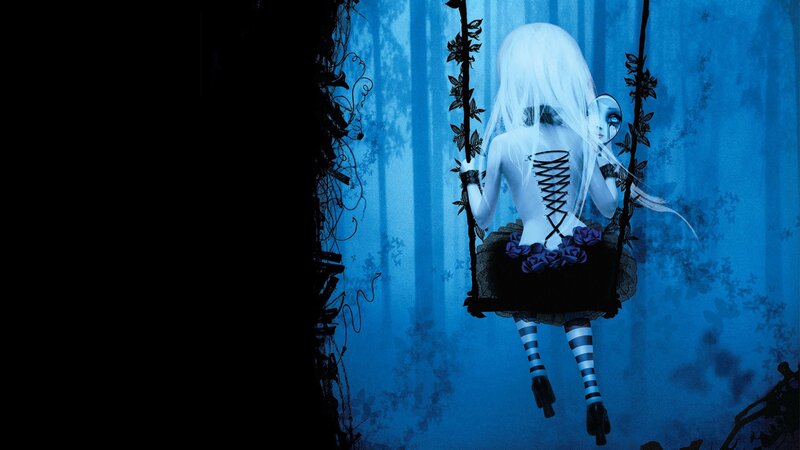 White-haired Girl on Swing — Blue