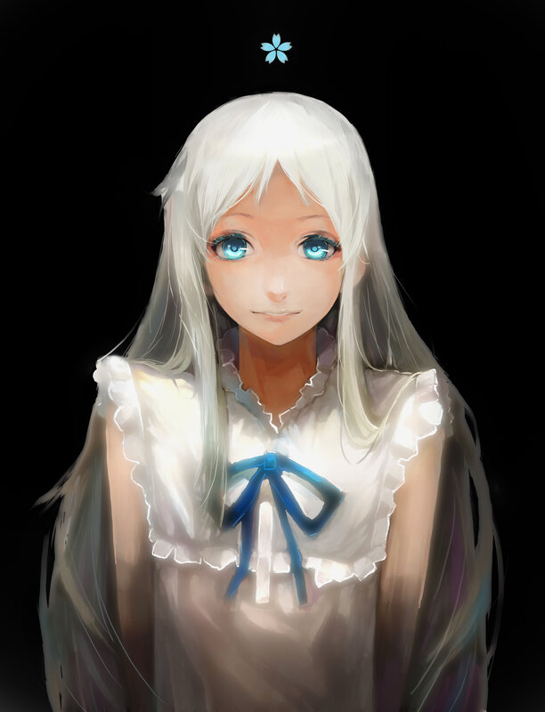 white-haired girl with blue eyes