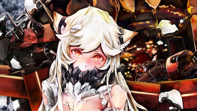 White-haired Girl with Cat Ears — White