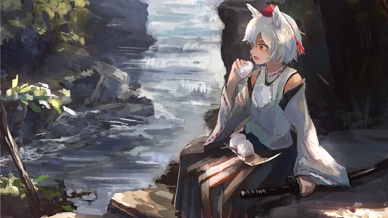 White-haired Girl with Fox Ears — White