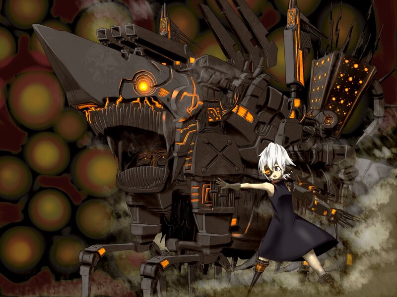 White-haired Girl with Mech